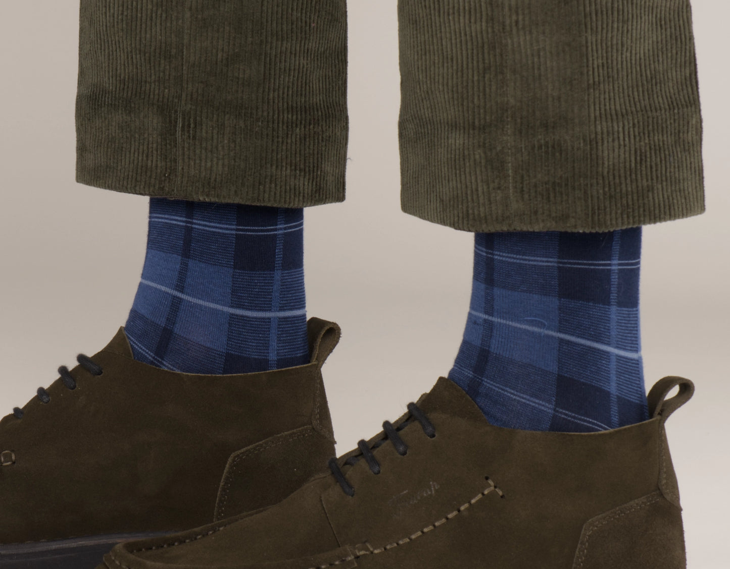 Chaussettes à carreaux bleus Wallace