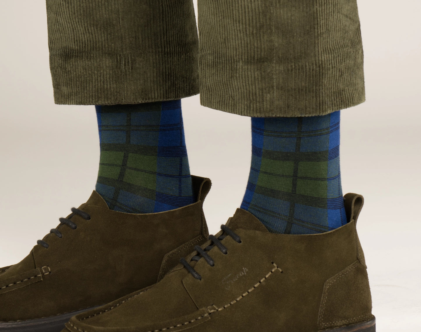 blue green black watch tartan plaid socks scotland unique plaid check smart cotton