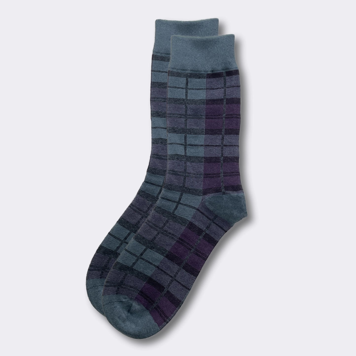 purple blue grey tartan plaid socks