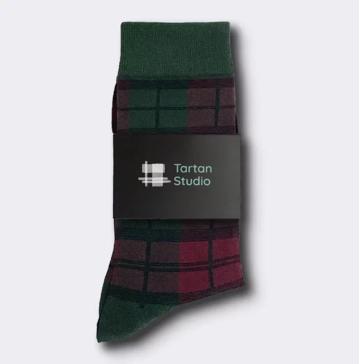 red green tartan socks clan lindsay lindsey unique gift for men him