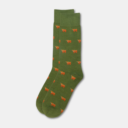 highland cow socks edinburgh scotland green cotton gifts for men