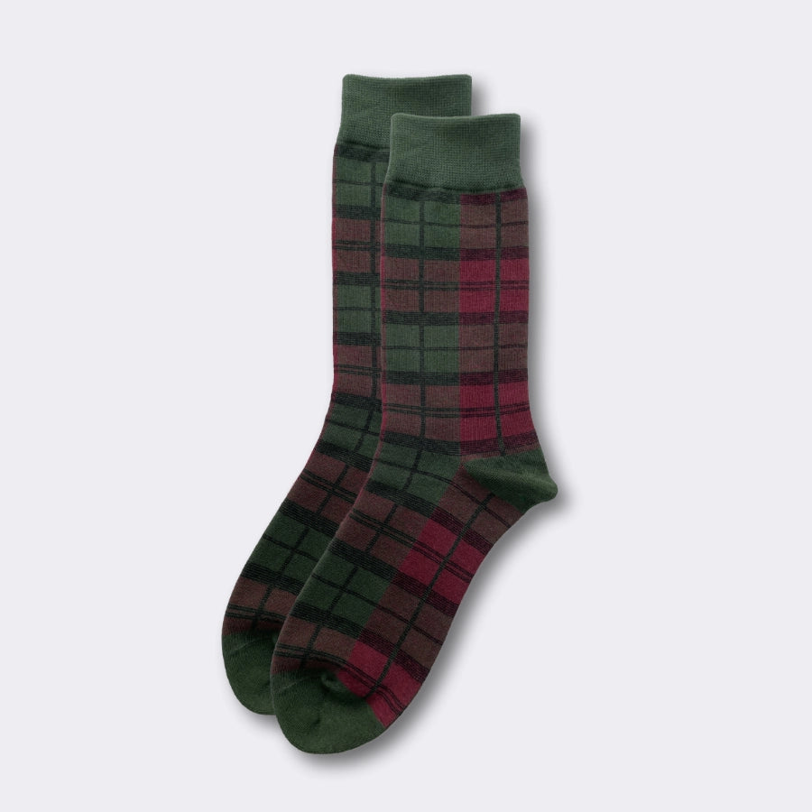 red green christmas tartan socks